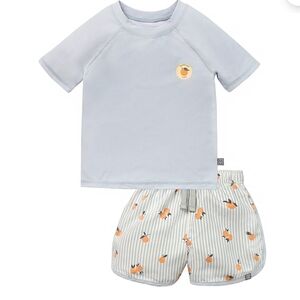 B1G1@50%Off- Modern Moments Toddler Boy Rash Guard and Swim Trunk Set